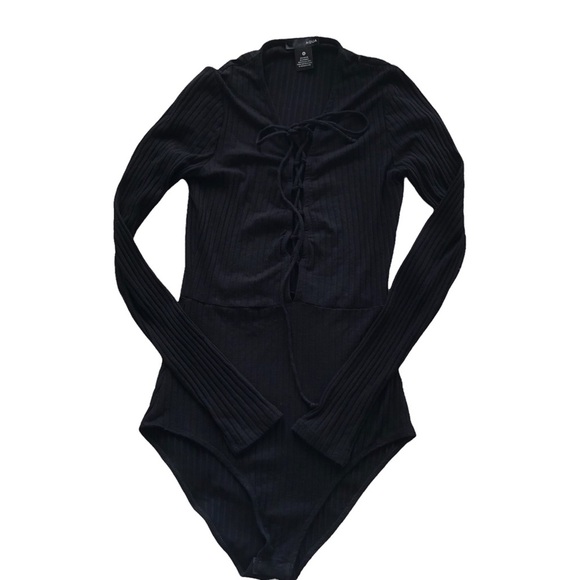 AQUA Ribbed Lace-Up Bodysuit - 100% Exclusive - Picture 2 of 14